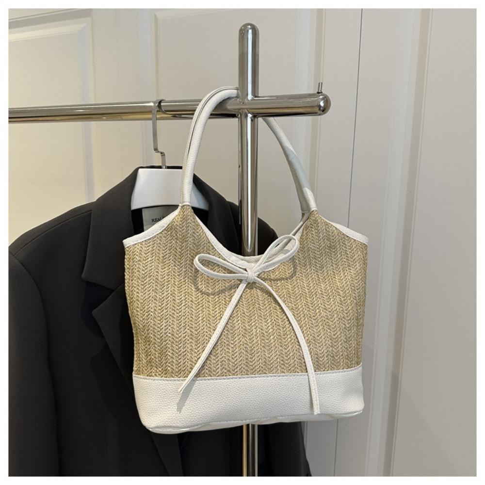 Large Capacity Straw Shoulder Bag Elegant Women's Handbag Korean Weaving Tote Bag Beach
