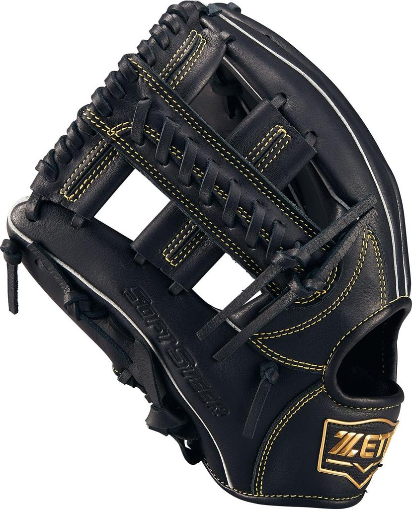 ZETT Soft Steer Baseball Black Size 4 Glove, All-Around, Left-Handed Throw, (1900), (BRGB35520F)
