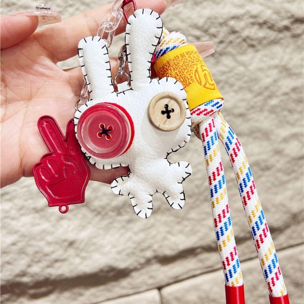 PU Cartoon Keychain Button Eye Dolls Pendant Creative Bag Accessories Bag/key Decor