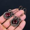 Lab-Created Ruby Gemstone Handmade Pure Copper Wire Wrapped Earrings Jewelry