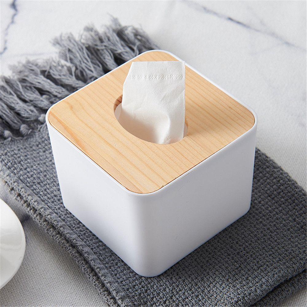 4PCS Cartoon Wood Table Decoration Cover Holder Storage Case Wooden Tissue Box Napkin Paper Boxes