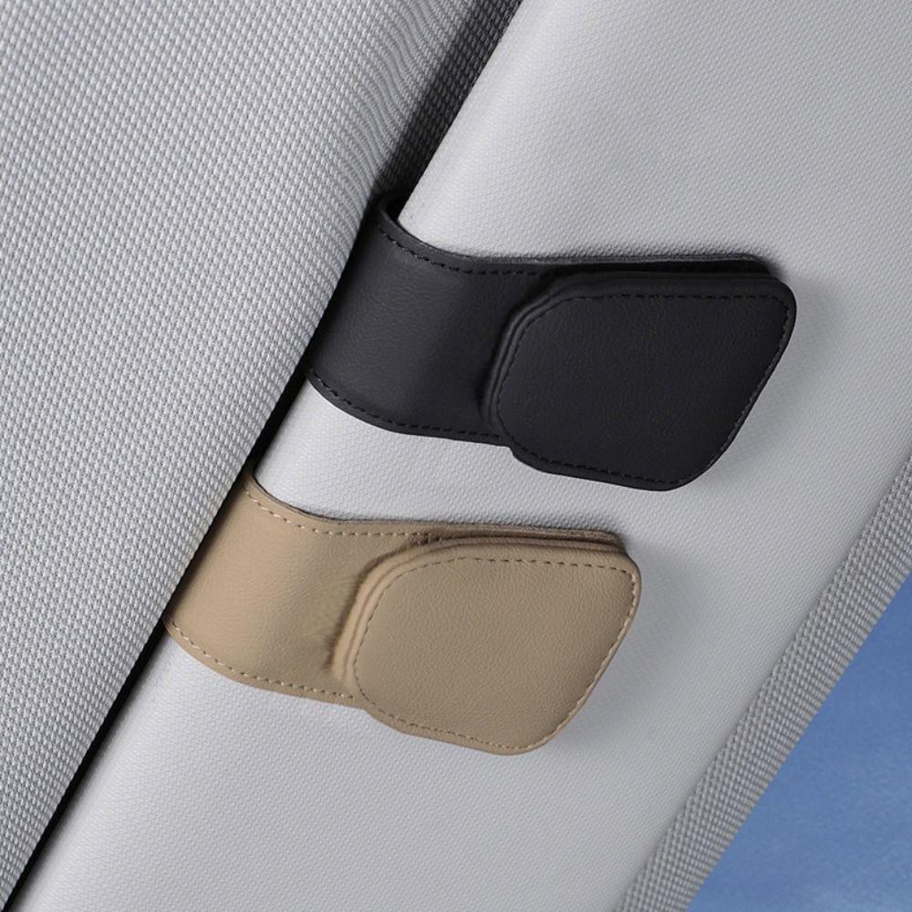 Leather Eyeglasses Hanger Multi-Function Ticket Card Clip Durable Sun Visor Glasses Clip