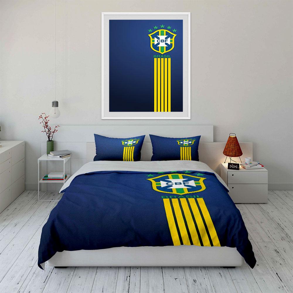 Brazilian football logo design. Bedding sets Duvet cover sets Duvet covers Pillowcases(1 * Duvet Cover 2 * Pillowcases, without duvet insert)