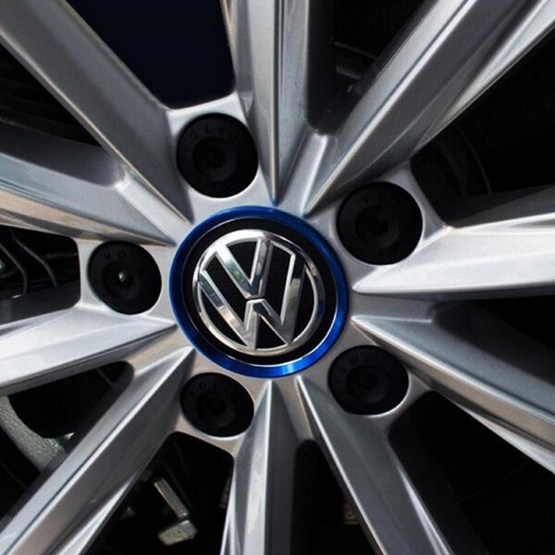 4pcs Car modified wheel hub decorative Circle Colorful aluminum alloy ring sticker for VW Volkswagen Golf Polo jetta car styling mhsv0