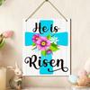 2d Flat 28*23cm, Easter Decoration, Easter Cross "he Is Risen" Wooden Logo Creative Decoration, for Home, Garden, Club Wall Decor.