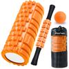 LEEPWEI Ролик из пены, Миофасциальный релиз, Палка для йоги, Массажный мяч для триггерных точек, Набор из 4 предметов для начинающих и домашнего использования, Включает сумку для хранения, Оранжевый