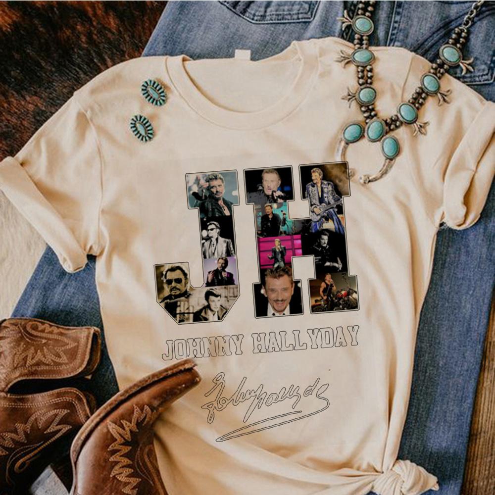 Johnny Hallyday Top Unisex Y2k Tshirt Female Graphic Clothes