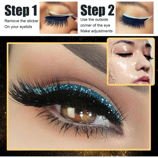 8 Pairs Lazy Eye Shadow Eyelash Patch Waterproof Glitter Eyeshadow Eyelashes Makeup Stickers Eye Makeup Stickers with False Lashes Shadow