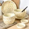 Creative Cute Flower Ceramic Plates Japanese Style Round Soup Bowl Set Delicious Dishes Exquisite Rice Bowls Household Tableware