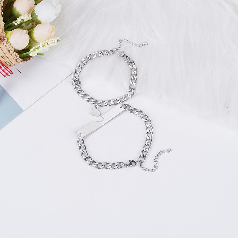 Трендовые парные браслеты из титановой стали в форме сердца – Универсальный нишевый дизайн, популярный в TikTok