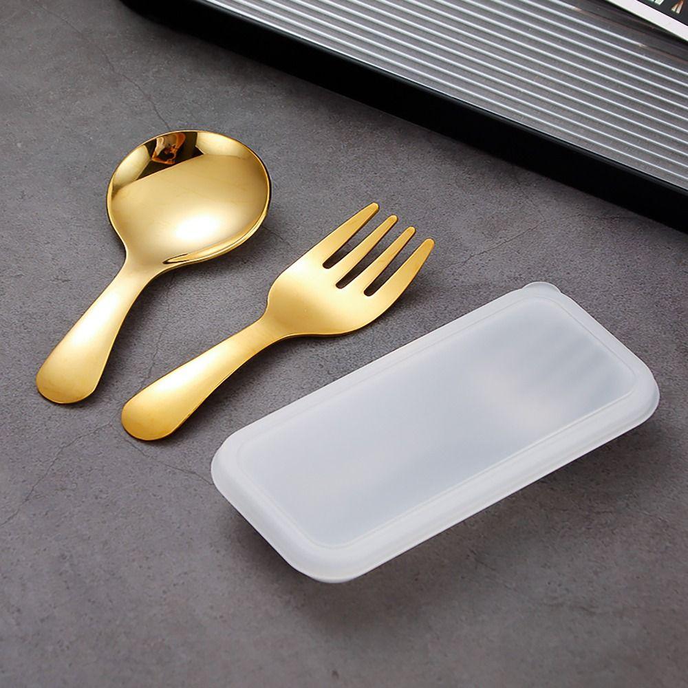 304 Stainless Steel Tableware Storage Case Cooking Supplies Mini Spoon Fork Set  Dessert Fruit