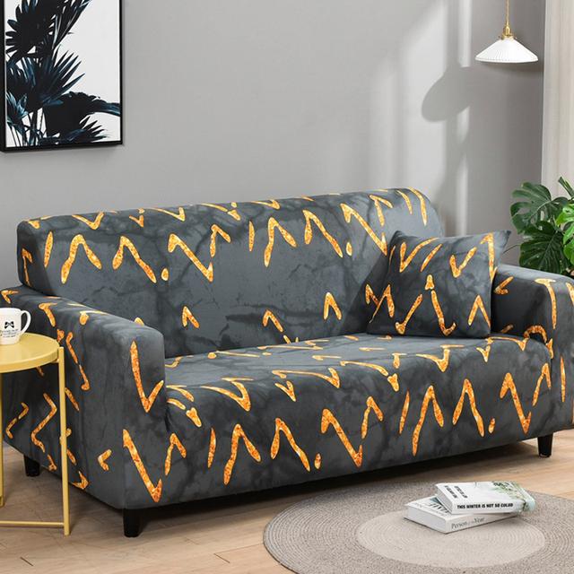 Elastic L-Shaped Sofa Cover Stretch Geometric Design Slipcover For Living Room Corner Couch Cover Durable Fabric