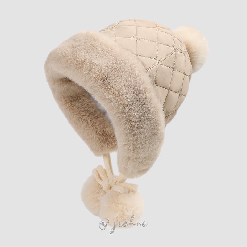 Женская теплая зимняя шапка с милым шерстяным помпоном и вязаными наушниками - Уютная и защищающая от холода