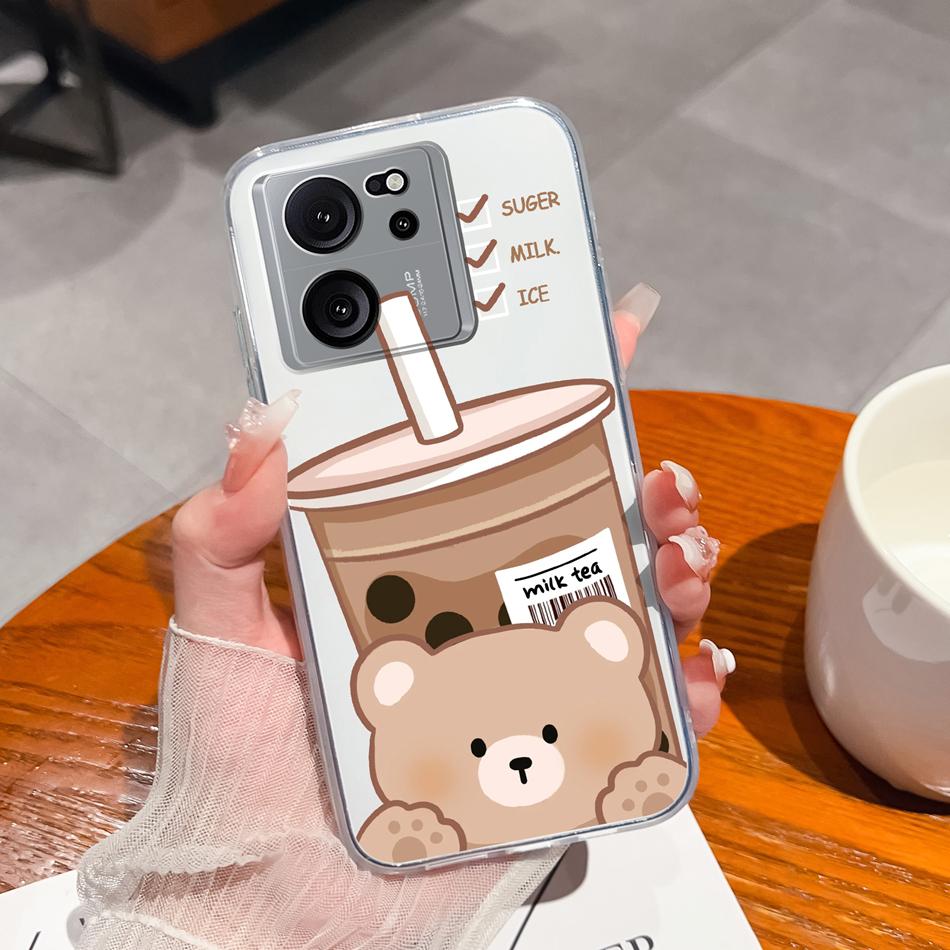 Прозрачный чехол для Xiaomi 13T Pro, мягкий ТПУ силикон, милый мультяшный задний чехол для Xiaomi 13 T 13TPro, противоударный, легкий