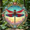 2D Flat 20*20cm 1pc Vintage Bright-coloured Dragonfly Sign Round Wall Deco, Dragonfly Theme Wooden Gift For Women, Room Decor Aesthetic Entrance Decor