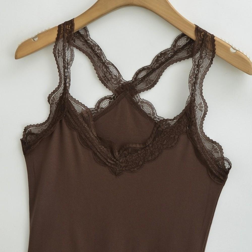 Hollow Lace Corset U-neck Lace Suspender Vest Elegant Ruffled Lace Camisole Ladies