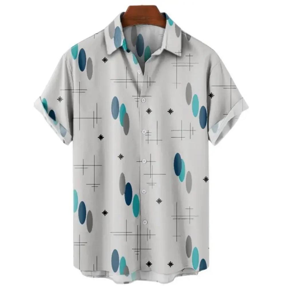 Рубашка мужская гавайская повседневная с коротким рукавом, рисунок в стиле мультфильма, ретро-модная одежда, ретро-стиль, летний отдых, мужская рубашка для светских мероприятий