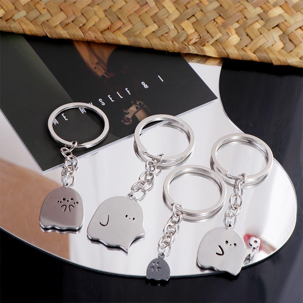 Matching Couple Keyring Cartoon Lovers Keychain Funny Ghost Key Chains School Bag