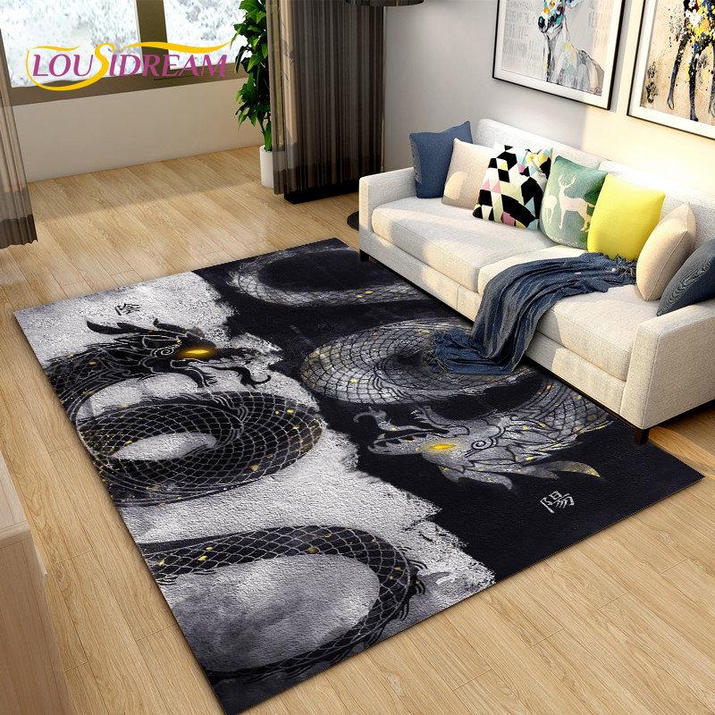 3D коврик с загадочным драконом, ковер для гостиной, спальни, дивана, коврик для украшения, детская игра, нескользящий напольный коврик