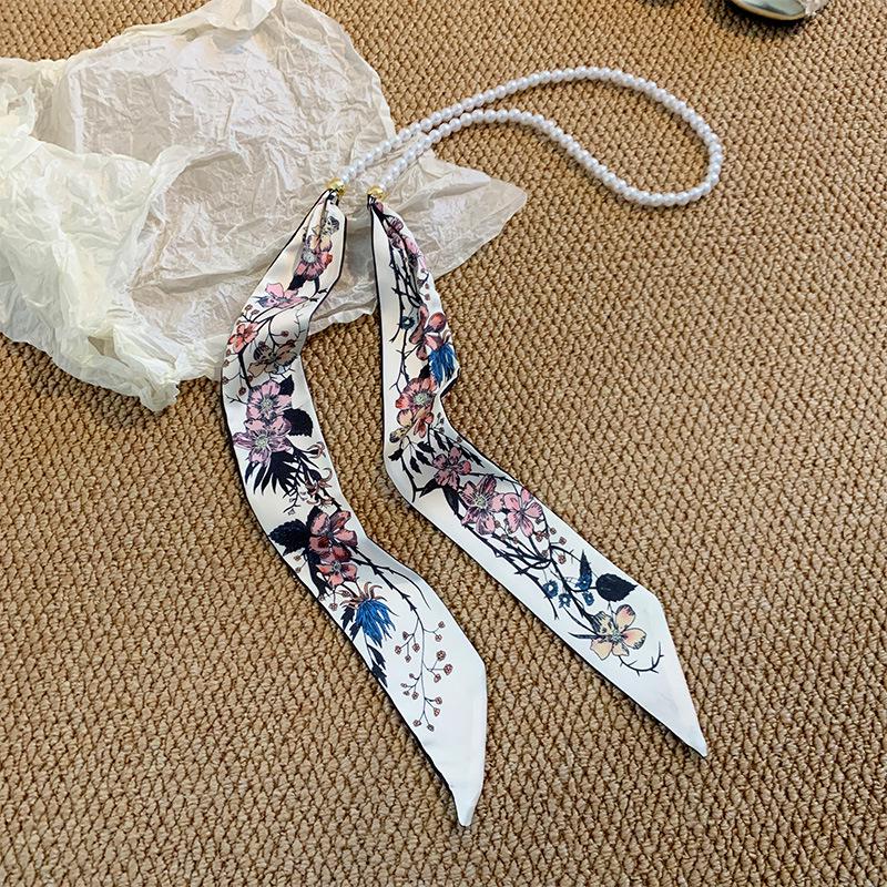 Французское кружево, жемчужный пояс и шелковый шарф, аксессуар для волос