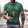 Viking Tattoo Pattern 3D Printing T-Shirts Fashion Street Hip Hop Short Sleeve Funny Men's T-shirts