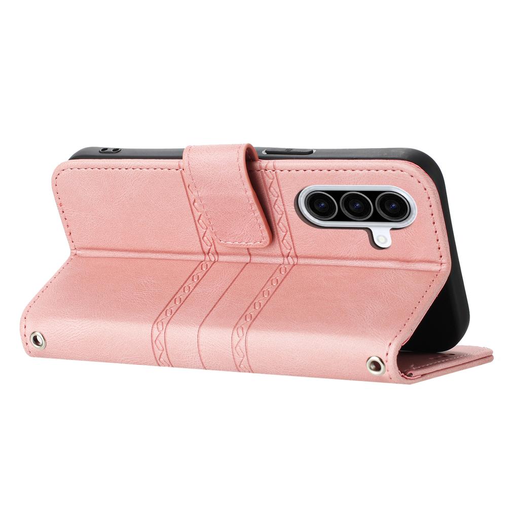 For Samsung Galaxy A17 5G/A17 4G/A26 5G Case Wallet Skin-Touch Leather Imprinted Phone Cover with Wrist Strap