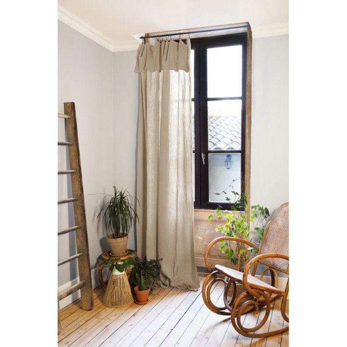 Rideau ajustable + 8 anneaux pince "Gaïa" 140 x 300 cm "Gaze de Coton" - Ficelle