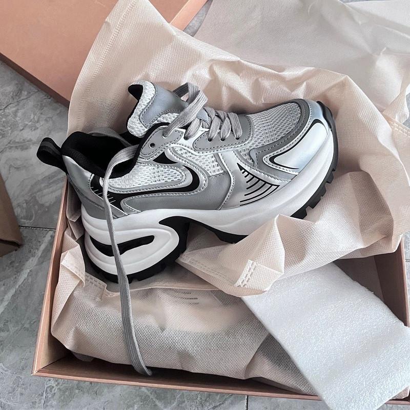 Dad shoes spring new thick-soled heightened mesh breathable and lightweight casual sports shoes