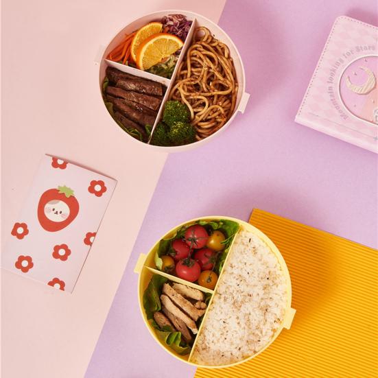 Милый мультяшный пончик, 1000 мл, ланч-бокс, контейнер для бенто, пригодный для использования в микроволновой печи, с отделениями, поставка для студентов