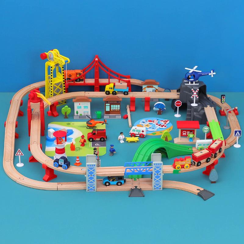 Coastal Town Traffic Rail Train Collection Children Puzzle Rail Car Toy Track Collection Compatible With Wooden Tracks And Electric Car PD32