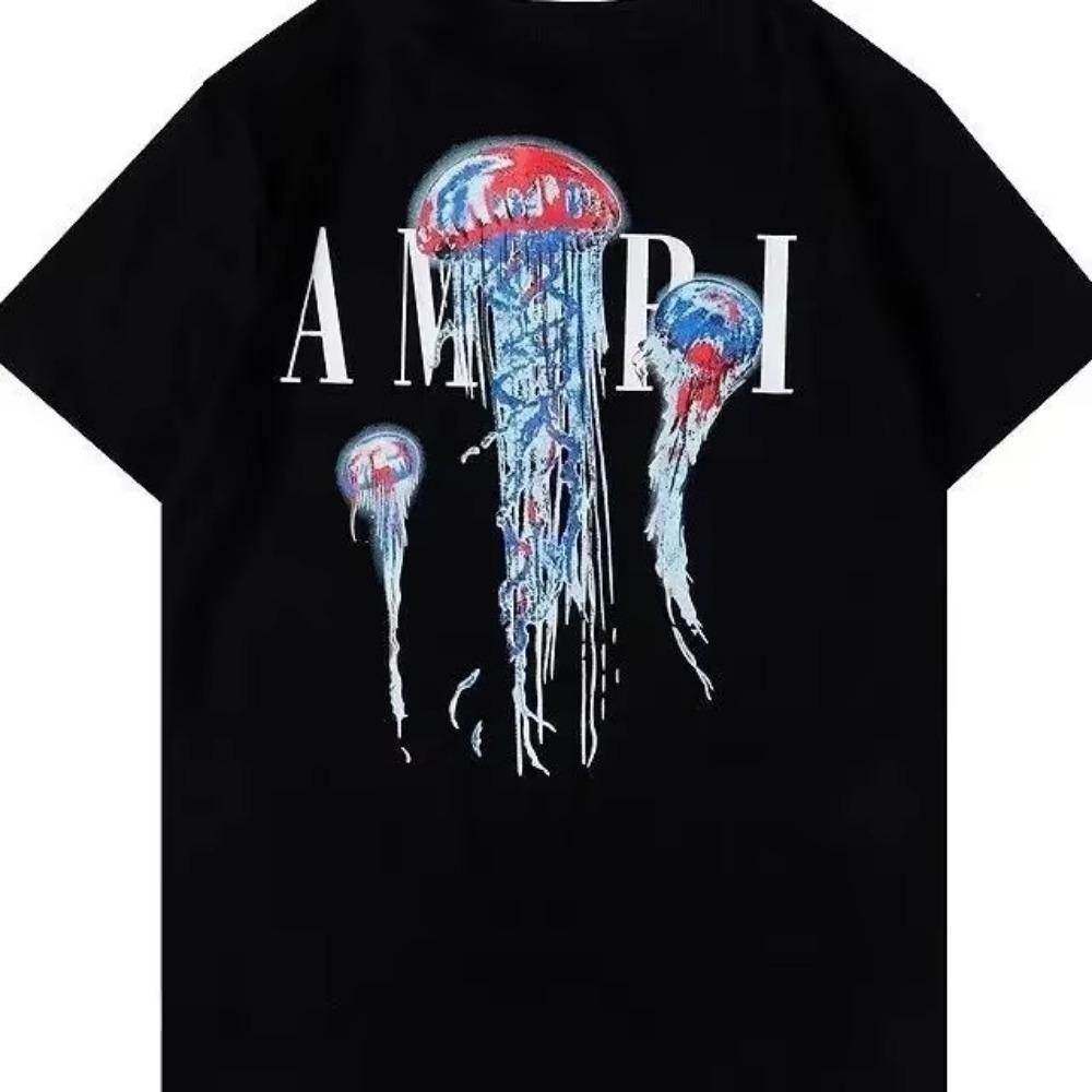 Новая мода AM Fashion Футболка с коротким рукавом и круглым вырезом, с ярким принтом, повседневная, в стиле хип-хоп, уличная мода, с рукавом до локтя, для мужчин и женщин
