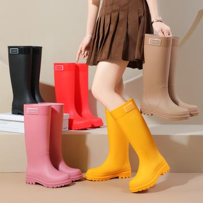 Модные женские высокие резиновые сапоги, водонепроницаемые, нескользящие, для рыбалки, женские садовые рабочие сапоги, ПВХ галоши, женские дождевые сапоги