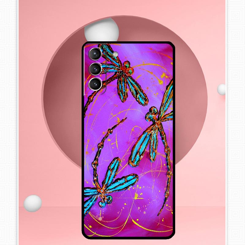 Dragonfly Case For Samsung Galaxy S22 S23 S24 Ultra Note 20 10 S8 S9 S10 Plus S21 S20 FE Soft Cover