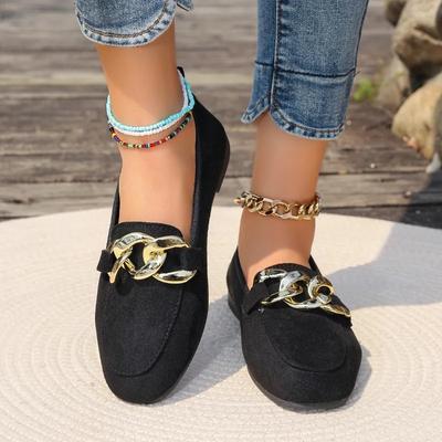 Модные Новые Лоферы Женские Балетки 2025 Мода Женская Обувь Офисные Балетки Женские Круглый Носок Слипоны Металлическая Отделка Обувь Большого Размера Женская