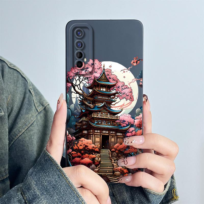 For Realme 7 RMX2151 RMX2155 Phone Case Realme7 4G Back Cover Soft Silicone Sweet Lovely Cartoon Panda Flower Printed Coque Capa