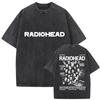 Свободная футболка с коротким рукавом кислотной стирки с винтажным принтом группы Radiohead