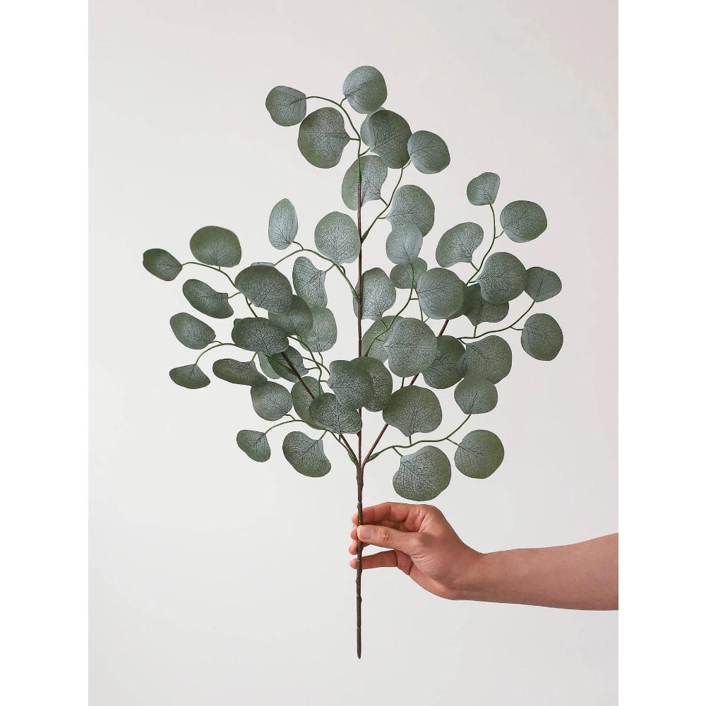 1pc Artificial Silver Dollar Eucalyptus Branches Green Faux Greenery Plants for Wedding Bouquets Holiday Decor Desk Garden Decor