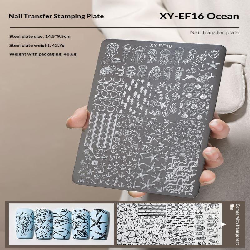 Nail Stamping Plate 1Pc Durable Stainless Steel Multi Design Nail Printing Tool for Manicure Lovers Home Use