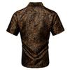 Barry.Wang Classic Mens Long Sleeve Shirt Navy Blue Paisley Button Down Dress Shirts Formal Casual