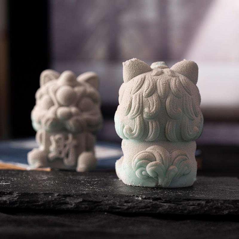 3D Форма для силиконового мусса в виде льва удачи, 3D формы для выпечки, десерт, ресторан, форма для кубиков льда, китайский стиль, цементные формы для свечей