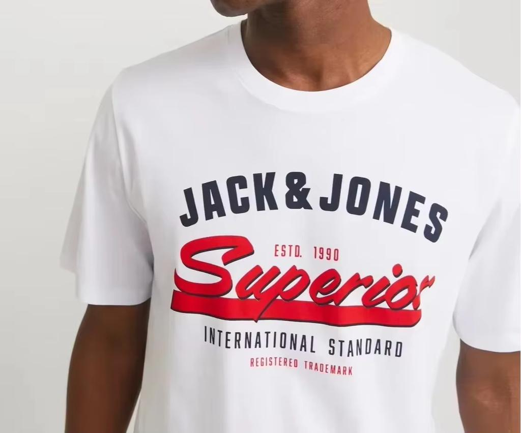 Новые мужские летние футболки Jack & Jones Mod Jjelogo с принтом логотипа, повседневная мода, повседневный стиль, идеально для весны и лета, женская футболка, топ, футболки