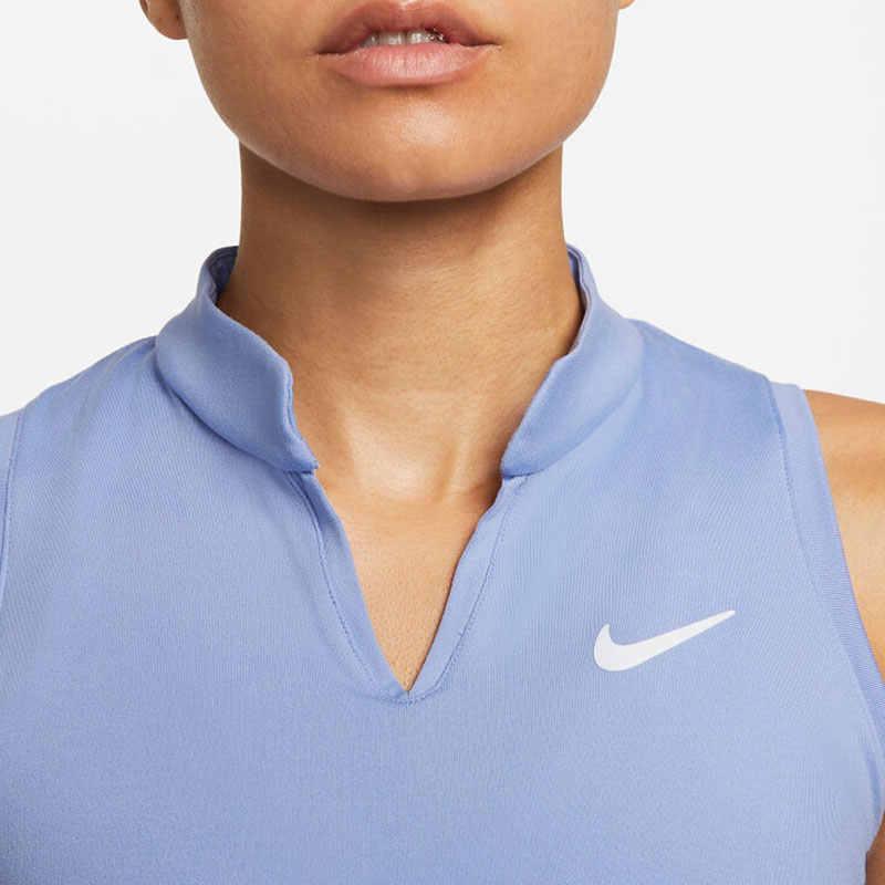 Nike Однотонное спортивное платье-тенниска с принтом логотипа, быстросохнущее, дышащее, без рукавов, женские платья, синее DD8731-569