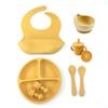 Silicone Baby Feeding 8-piece Food Supplement Bowl with Suction Cup, Dinner Plate, Bib, Fork Spoon, Snack Cup