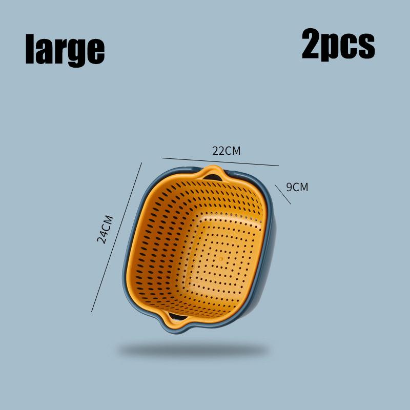 Многофункциональная корзина для мытья посуды для фруктов и овощей, двухслойная дренажная корзина, пластиковая полая дренажная корзина