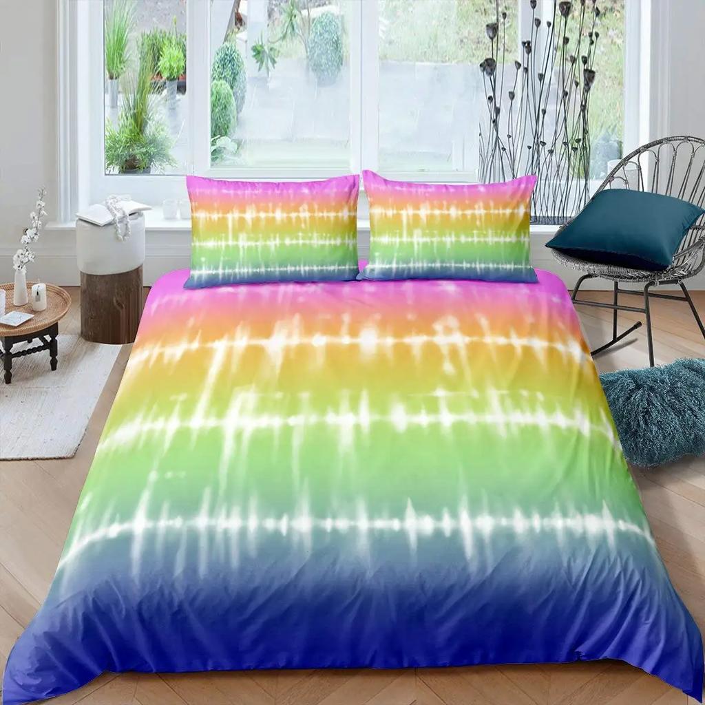 Abstract Rainbow Colorful Bedding Set Queen King Sinlge Duvet Cover Dream Polyester Comforter Covers Pillowcase Soft Bedclothes