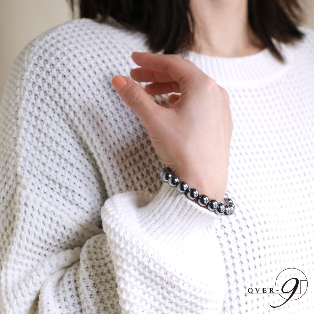 Terahertz Bracelet 10mm A Tested by a Public Power Stone Natural Stone Health Accessories Round Ball OVER-9 Institution! Men's Women's [18cm]