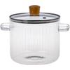 Glass Cooking Pot with Lid 1.6L Heat-Resistant High Borosilicate Stovetop Pot Clear Pots for