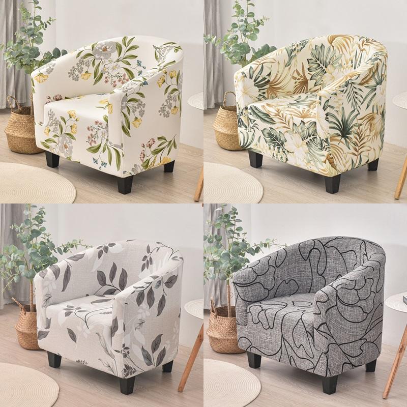 Flowers Printed Club Chair Slipcovers Stretch Spandex Chair Covers Tub Armchair Sofa Cover Single Sofa Cover for Living Room
