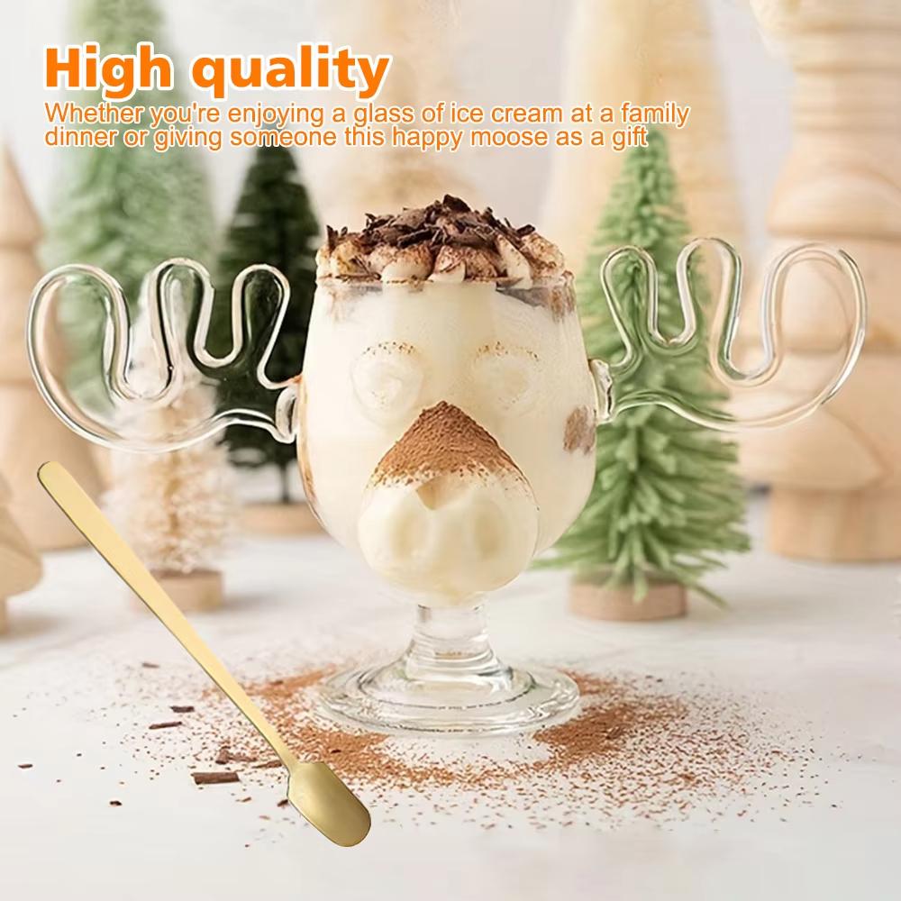 150-201ML Glass Cup for Tiki Creative Elk Cute Reindeer Mug Wine Beer Water Juice Milk Glasses Drinkware Shot Cups New Year Gift