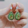 Роскошные вечерние серьги для женщин, новинка 2023 года, модные зеленые серьги-капли с кубическим цирконием, свадебные и помолвочные ювелирные аксессуары
